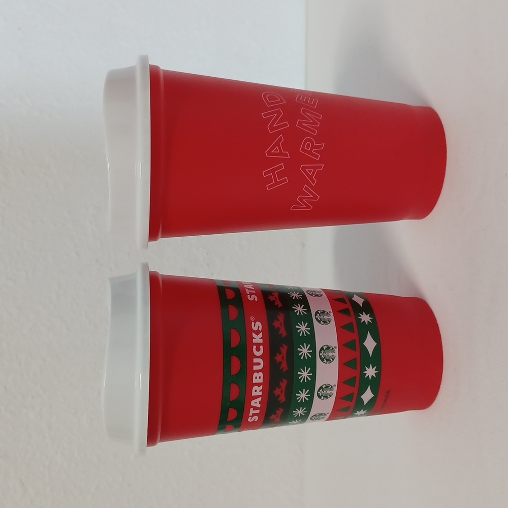 Starbucks Set of 2 Plastic Christnas Tumblers